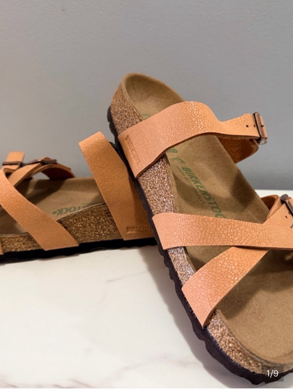 Birkenstock 38 Mayari pebble pecan vegan Birkenstocks NWT